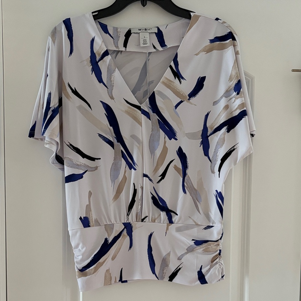 White House Black Market Feather Print Blouse